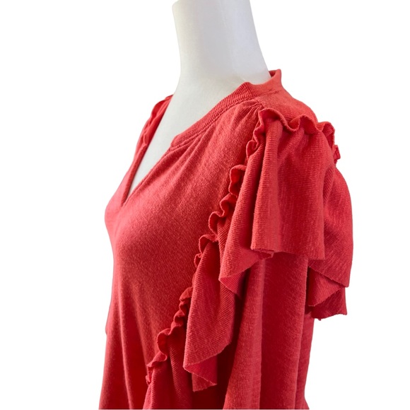 PILCRO COZY POPOVER TOP CORAL RUFFLE SIZE MEDIUM - Picture 4 of 8